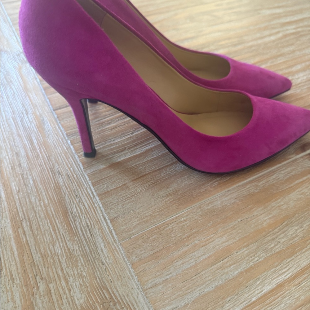 Hot pink suede heels